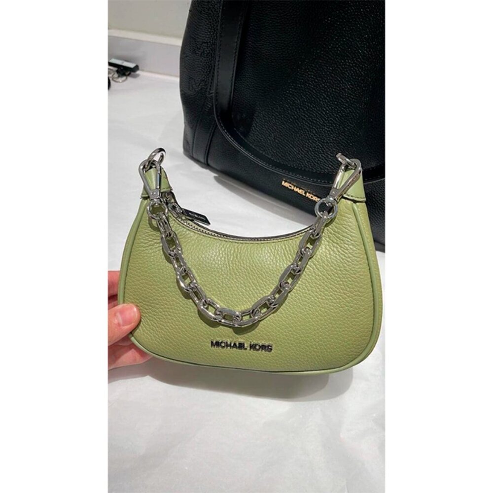 S Michael Kors Cora Mini Zip Pouchette Army Green Crossbody Purse 35R3S4CC5L NWT - Picture 13 of 14